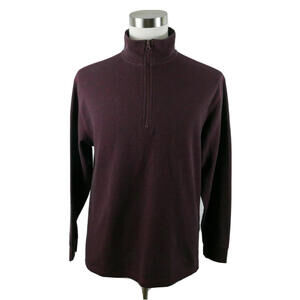 Itasca Mens 1/4 Zip Maroon Thermal Pullover Sweater Large